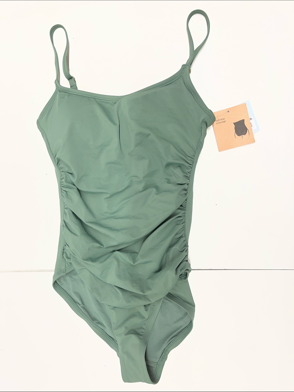 NEW Shade & Shore Women’s green Ruched One-Piece Swimsuit Size medium